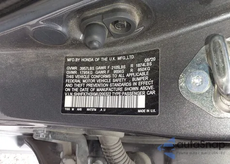 2021 Honda Civic Lx z USA, uszkodzony, nr VIN SHHFK7H3XMU200322